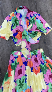 Multi print skirt set